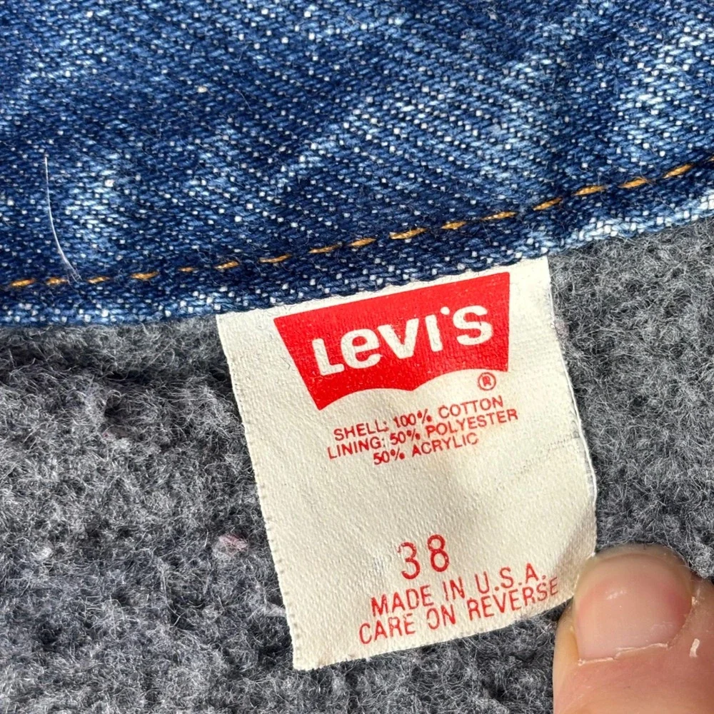 Levi's Trucker Jacket Men Med 38 Blue Vintage Blanket flannel Lined Made in USA